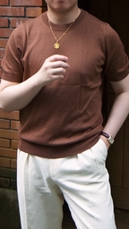 Loro Piana Royal 咖啡色 70% CASHMERE、30% SILK 圓領 T-shirt