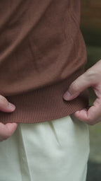 Loro Piana Royal 咖啡色 70% CASHMERE、30% SILK 圓領 T-shirt